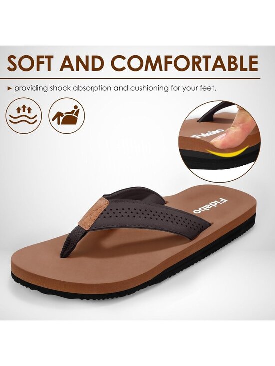 Men\'s Brown Flip Flops With Arch Support Comfortable Yoga Mat Sandals Casual main image 4